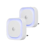 YUNLEX 2 Pcs Veilleuse Prise Électrique avec Détecteur de Mouvement, 3 modes de capteur, Luminosité réglable, pour les enfants, salle de bains, chambre à coucher, couloir, cuisine, Bleu