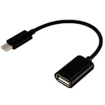 USB-C OTG adapter - USB-C han / USB-A 3.0 hun - Sort