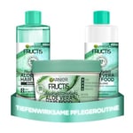 Garnier Fructis Hair Food Lot de 3 flacons de 400 ml pour cheveux secs avec masque 3 en 1, shampoing et après-shampoing, soin anti-frisottis
