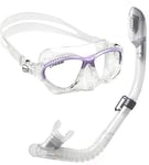 Cressi Kids' Moon Snorkeling Mask, Clear/Lilac with 100 Percent Dry Snorkel, Clear/Silver