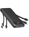 Power Bank with Built in CablesX4 10000mAh USB C Battery pack 6 Outputs 3 Inputs