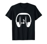 Headphone Treble Clef Music Pulse Frequency Heartbeat Sound T-Shirt