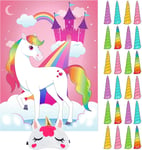 JOYIN Pin The Horn on The Unicorn Party Game with a 28" x 21" Poster, 24 Horns,