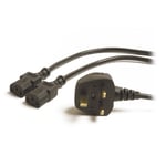 6M Scan Mains Power Cable 3-pin UK Plug to Kettle Twin Lead, Moulded, 13a, Black