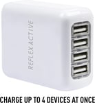 Reflex Active 4 Port USB Mains Plug with UK U.S.A Asia and EU Plugs Socket