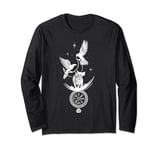 Odin's Animals Wolf with Moon and the Ravens Hugin and Munin Long Sleeve T-Shirt