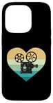 Coque pour iPhone 14 Pro Projecteur de cinéma en forme de cœur avec inscription « Ich liebe Kino »