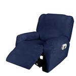 Housse de Fauteuil Inclinable Relax 1 Pièce, Housse de Fauteuil Extensible en Velours, Housse de Fauteuil de Massage Lavable à la Maison, Protecteur de Fauteuil Inclinable (1 Place(4pièces), Marine)