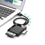 SD / micro SD / CF / MS minneskortläsare, USB 3.0-kontakt 1m - svart