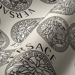 Versace Wallpaper 386102 Papier peint intissé de luxe Motif Medusa Blanc/noir/argenté 10,05 x 0,70 m Fabriqué en Allemagne