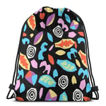 WH-CLA Cinch Bags Eleven Cool Dress Pattern Beach Bag Storage Cinch Bags Lightweight Drawstring Backpacks Casual Outdoor Print Women Drawstring Bags Unique Men For Sport Yoga Gym Shoppin