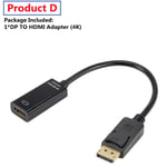 4K DP TO HDMI - = 0.5 m - Adaptateur DisplayPort vers HDMI 4K, convertisseur mâle, DP vers femelle, câble TV HD, adaptateur Audio et vidéo pour PC TV