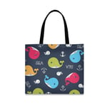 Mnsruu Whale Reusable Grocery Tote Bag Canvas Handbag for Women Shopping Gym School Books