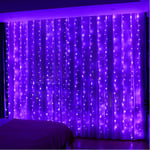 HXWEIYE Guirlande Lumineuse Violet, Rideau Lumineux 300 LED 3m*3m，8 Modes d'Eclairage USB Télécommande Guirlande Lumineuse avec Minuterie pour Salle, Fenêtre, Mariage, Fête, Noël