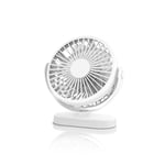 Eden pulse Ventilateur rond de table, 3 vitesses, 5 pales, oscillant, rechargeable USB, veilleuse