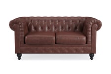 CHESTERFIELD Lyx 2-sits Soffa Mörkbrun PU - 2-sits soffor