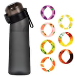 Smaksatt Vattenflaska med 7 Smakskapslar Air Water Up Flaska Frostad Svart 650ml Air Starter Up Set Vattenkopp för Camping Sport Matte black