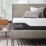 LUCID Matelas hybride, 25 cm epaisseur – Charbon de bambou et aloe vera – Memoire de forme & ressorts ensachés – Anti-odeur – Oeko-Tex – Dureté médium – 160x190 cm, 2 personnes