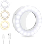 40 LED Lumière Téléphone pour Selfie LED, 3 températures de Couleur Lumiere Photo, Selfie Ring Light, Rechargeable, pour Téléphone Portable, Tablette, Ordinateur Portable, Caméra