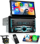 Autoradio Carplay 2 Din Avec Ecran Retractable Automatique, Wireless Android Auto & Carplay, 7 Pouces Touchscreen Poste Radio Voiture Bluetooth Avec Fm Radio Usb Swc Caméra De Recul & Mic