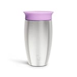 Munchkin Acier Inoxydable Tasse d’Apprentissage Miracle 360 pour Bébé, Tasse Antifuites Enfant sans BPA, Compatible Lave-Vaisselle, Verre Bébé 12 mois et plus - 296 ml, violette