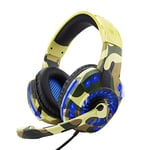 LKJH Camouflage Gaming Headset Bass Gaming Headphones Game Earphones with Mic LED Light for PC Mobile Phone New Xbox One Tablet (Color : Light Camouflage)
