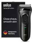 Braun Series 3 ProSkin Electric Shaver, Electric Razor for Men With Pop Up Precision Trimmer, Cordless, Wet and Dry, Close Shave, Gifts For Men, UK 2 Pin Plug, 3020s, Black Razor