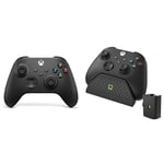 Xbox Manette Noire Sans Fil - Carbon Black+Venom Station de chargement avec batterie rechargeable - Noir Series X & S One