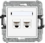 Switch - hub ethernet - injektor Karlik - MGK-2 - MINI Dubbel datoruttag 2xRJ45, kat. 5e, 8 stift vit