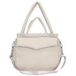 Expatrié Cabas Femme Beige - Poppy - Grand Sac à Main en Nylon - Shopper Bag avec Fermeture Éclair pour Cours, Étudiant et Lycée - Puffer Tote Bag avec Compartiment pour Ordinateur Portable