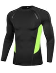 Terecey Hauts de Compression de Running Homme à Manches Longues T-Shirt Running Homme Séchage Rapide Maillot de Corps Maillot Sport Respirant