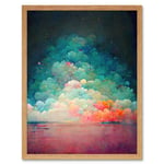 Beach Sunset In Bubble Clouds Dreamy Surreal Abstract Art Print Framed Poster Wall Decor 12x16 inch