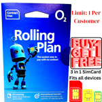 Brand New O2 Sim Card Rolling Plan Pay as you go + UP to 25GB EU-Europe Roaming