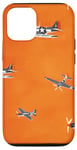 Coque pour iPhone 12/12 Pro Drapeau américain minimaliste orange tropical P-51 Mustang de la Seconde Guerre mondiale