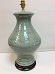 Jade Green Dragon Lamp Base on Wood Plinth VERY LARGE