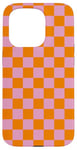 Coque pour iPhone 15 Pro Damier orange à carreaux