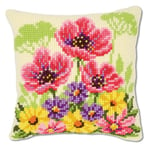 Vervaco Kit coussin au point de croix Coquelicots Multicolore ,24 x 3 x 145 cm