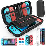 HEYSTOP Case Compatible with Nintendo Switch Carry Case Pouch with Switch Cover Case HD Switch Screen Protector Thumb Grips Caps for Nintendo Switch Console Accessories