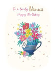 Birthday Card - Nanna 3D Flowers - Raspberry Ripple - Ling Design Luxury NEW