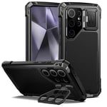 seacosmo Coque Samsung S24 Ultra, Coque Galaxy S24 Ultra Antichoc Etui avec Protège-écran Full Body Protection Intégré [Rugged Armour] Rhinoshield Metal Heavy Duty Bumper Silicone Housse - Noir