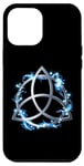 iPhone 12 Pro Max Silver Triquetra with Blue Orbs Case