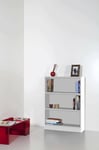 Dmora - Bibliothèque Biliran, Etagère de Bureau, Porte-Livre Mobile, Espace de Rangement, Made in Italy, 80x28h106 cm, Blanc