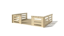 Terrasse en bois avec balustrade pour abri en bois - 12m2 - 4m x 3m - couleur: naturel - DOM548