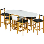 Okwish - Ensemble de salle à manger (ensemble avec table à manger, 6 chaises), table à manger pliante, table à manger extensible, table à manger