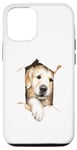 iPhone 15 White English Cream Golden Retriever Peeking Cute Pet Dog Case