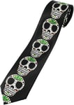 Halloween Goth Emo Fancy Dress Mexican Day Of The Dead Sugar Skulls Skinny Tie