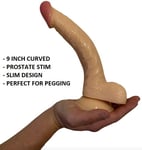 G-Spot Dildo Sex Toy PROSTATE PEGGING 9 inch Slim Unisex Suction Cup Dong