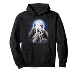 3 Vultures Howling At The Moon Funny Vulture Bird Carrion Pullover Hoodie