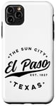 Coque pour iPhone 11 Pro Max Vintage El Paso Texas The Sun City Retro USA Noir