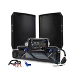 Pack Sono DJ BM SONIC Amplificateur 1000W, Paire d'Enceintes Passives 2x300W, Table de Mixage,Casque, Câbles et Micro+Clé 32G